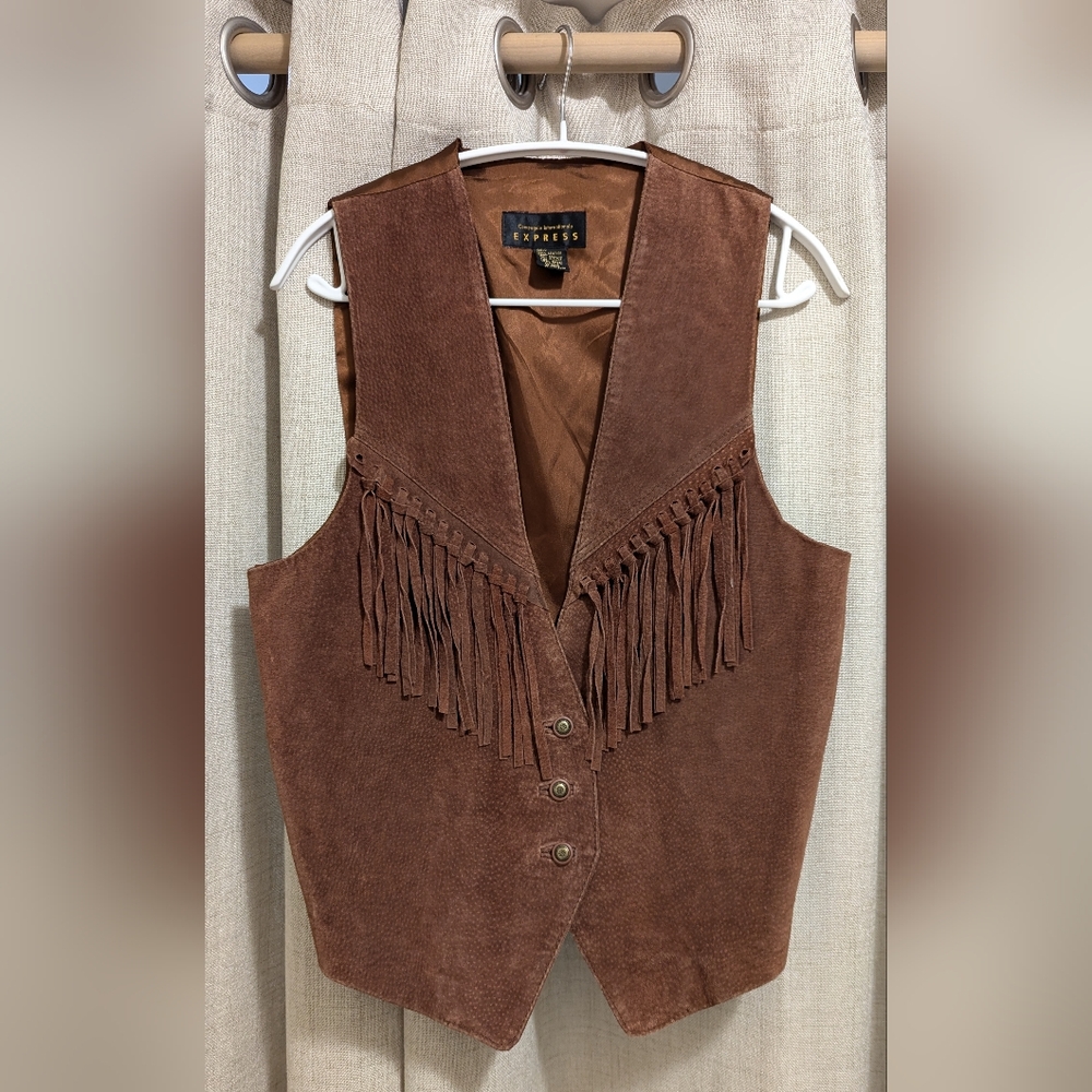 Fringe Leather Vest sz-S 🧡
